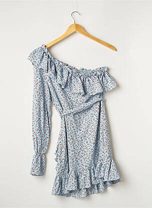 Robe courte coupe évasée manches longues bleu SANS MARQUE femme