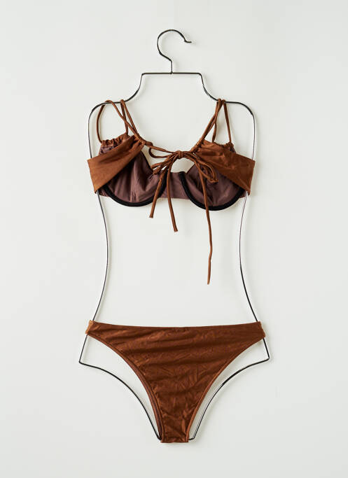 Maillot de bain 2 pièces marron INCOMPRISE pour femme
