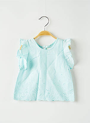 Blouse fermeture pressionnée manches courtes bleu CATIMINI fille