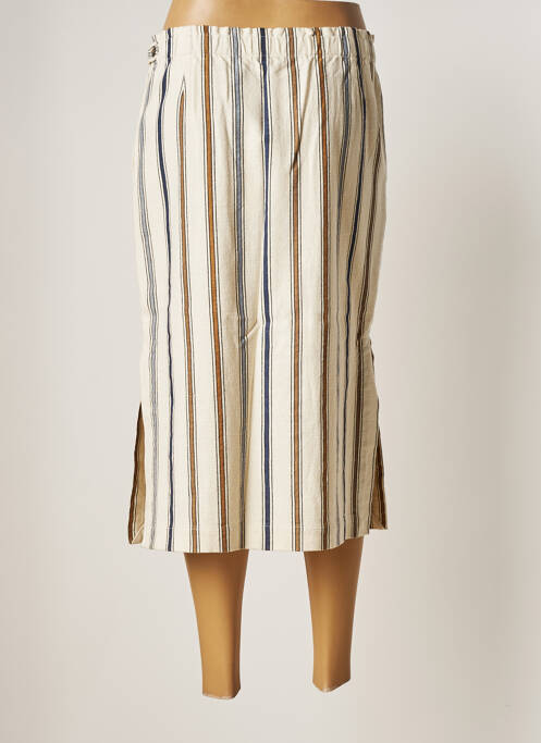 Jupe mi-longue fermeture zip latéral beige MKT STUDIO femme