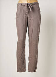 Pantalon droit fermeture zippée sous rabat avec crochet taille normale gris MARIE-SIXTINE femme