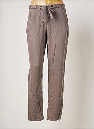 Pantalon droit fermeture zippée sous rabat avec crochet taille normale gris MARIE-SIXTINE femme
