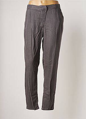 Pantalon droit fermeture zippée sous rabat avec crochet taille normale gris MARIE-SIXTINE femme