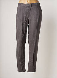 Pantalon droit fermeture zippée sous rabat avec crochet taille normale gris MARIE-SIXTINE femme