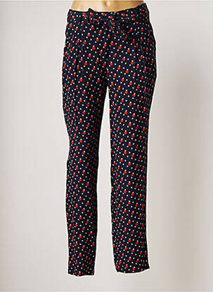 Pantalon droit fermeture zippée sous rabat avec crochet taille normale bleu MARIE-SIXTINE femme