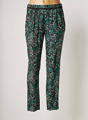Pantalon droit tissage popeline taille normale vert COLOR BLOCK femme