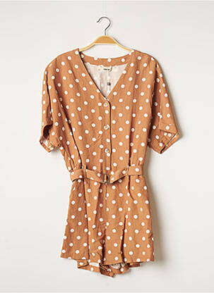 Combishort fermeture boutonnée sur le devant manches courtes marron THE KORNER femme