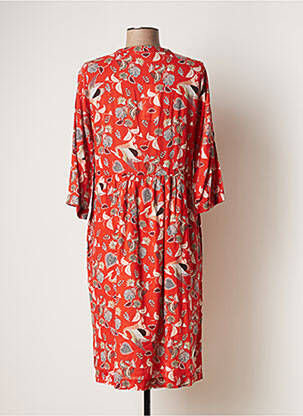 Robe mi-longue imprimé fleurs manches 3/4 rouge ACOTÉ femme