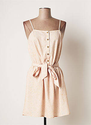 Robe courte tissage crêpe fines bretelles beige THE KORNER femme