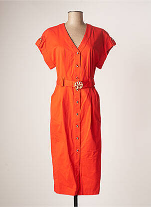 Robe mi-longue manches courtes manches courtes orange LA PETITE FRANCAISE femme