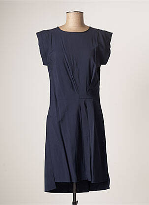 Robe mi-longue manches courtes manches courtes bleu SUNCOO femme