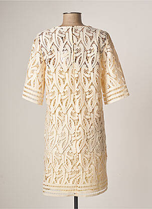 Robe mi-longue manches 3/4 manches 3/4 beige SUNCOO femme