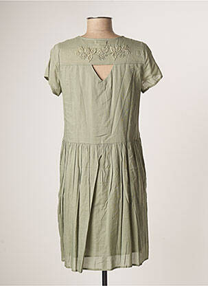 Robe mi-longue coupe fluide manches courtes vert LOUIZON femme