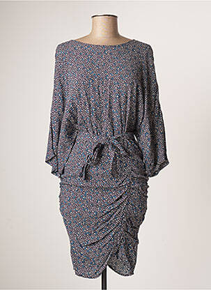Robe mi-longue imprimé fleurs manches 3/4 violet SEE U SOON femme