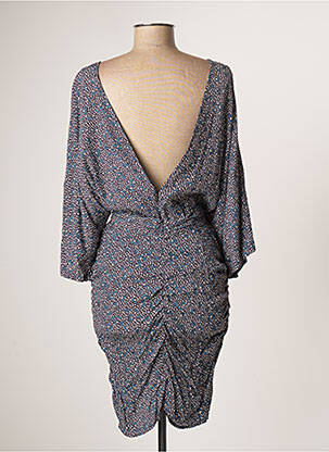 Robe mi-longue imprimé fleurs manches 3/4 violet SEE U SOON femme