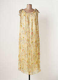Robe longue manches bretelles ajustables fines bretelles beige MAISON HOTEL femme