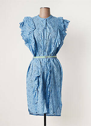 Robe mi-longue manches courtes manches courtes bleu BECK SONDERGAARD femme