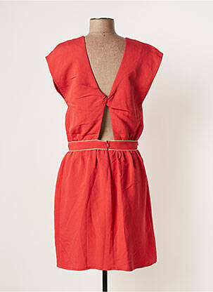 Robe mi-longue manches courtes manches courtes orange OPULLENCE femme