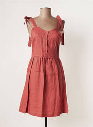 Robe mi-longue col v fines bretelles marron MARIE-SIXTINE femme
