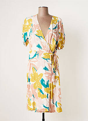 Robe mi-longue tissage crêpe manches courtes blanc MARIE-SIXTINE femme