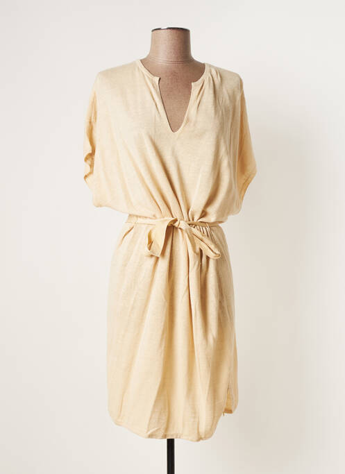 Robe mi-longue manches courtes manches courtes beige DES PETITS HAUTS femme
