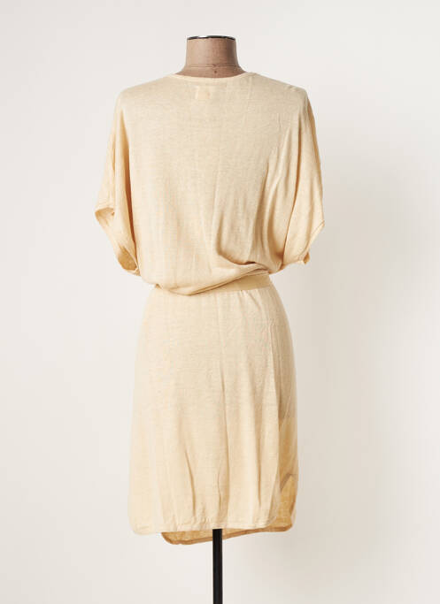 Robe mi-longue manches courtes manches courtes beige DES PETITS HAUTS femme