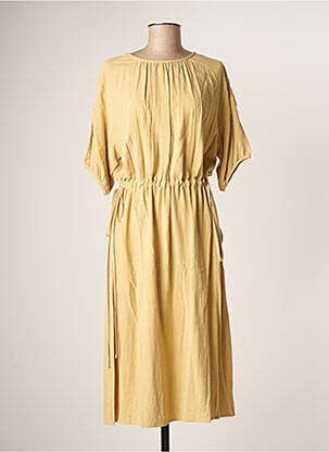 Robe mi-longue manches courtes manches courtes beige THE KORNER femme