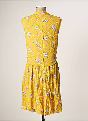 Robe mi-longue imprimé fleurs sans manche jaune SEE U SOON femme