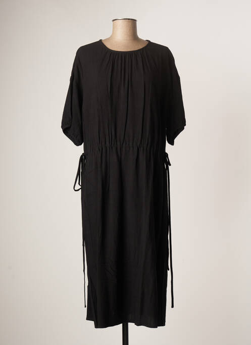 Robe mi-longue manches courtes manches courtes noir THE KORNER femme