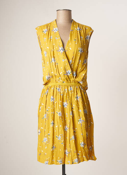 Robe mi-longue coupe fluide sans manche jaune SEE U SOON femme