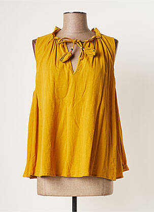 Blouse tissage crêpe sans manche jaune THE KORNER femme