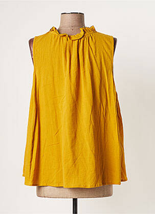 Blouse tissage crêpe sans manche jaune THE KORNER femme