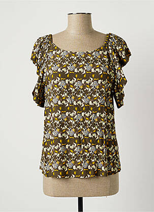 Blouse imprimé fleurs manches courtes vert SEE U SOON femme