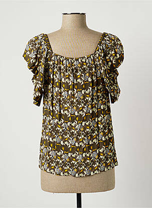 Blouse imprimé fleurs manches courtes vert SEE U SOON femme