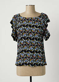 Blouse imprimé fleurs manches courtes bleu SEE U SOON femme