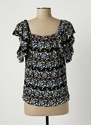 Blouse imprimé fleurs manches courtes bleu SEE U SOON femme