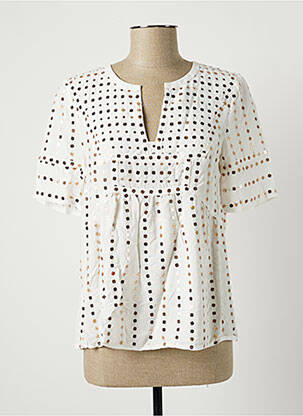 Blouse imprimé fantaisie manches courtes blanc SEE U SOON femme