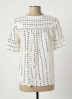 Blouse imprimé fantaisie manches courtes blanc SEE U SOON femme