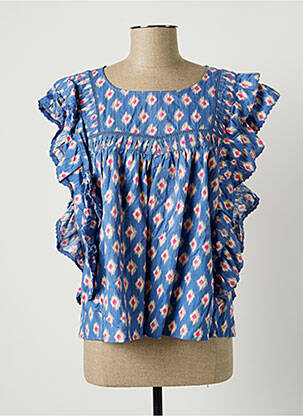Blouse manches courtes manches courtes bleu ORFEO femme