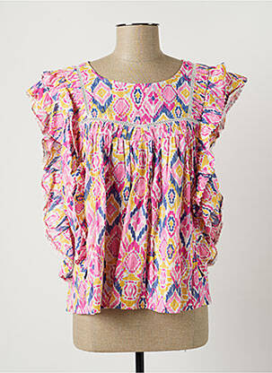 Blouse manches courtes manches courtes rose ORFEO femme