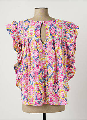 Blouse imprimé fantaisie manches courtes rose ORFEO femme