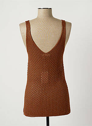 Pull maille ajourée sans manche marron LOUIZON femme