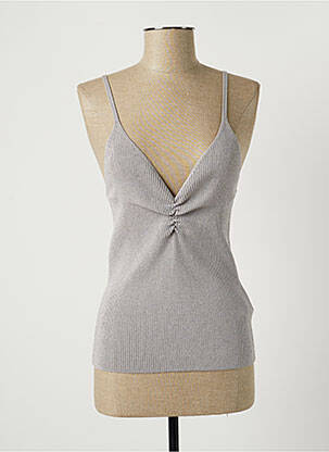 Pull coupe cintrée fines bretelles gris SUNCOO femme
