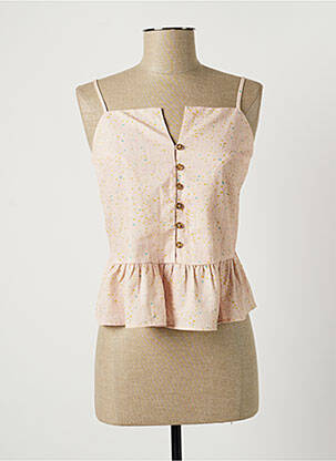 Top tissage crêpe fines bretelles beige THE KORNER femme