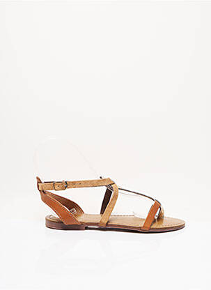 Tongs empiècements chiquet marron REQINS fille