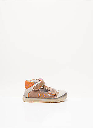 Sandales/nu pieds tissage satiné talon compensé marron BELLAMY enfant