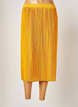 Jupe mi-longue doublure textile jaune ICHI femme