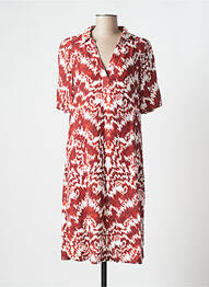 Robe mi-longue imprimé fantaisie manches courtes marron LIN'N LAUNDRY femme