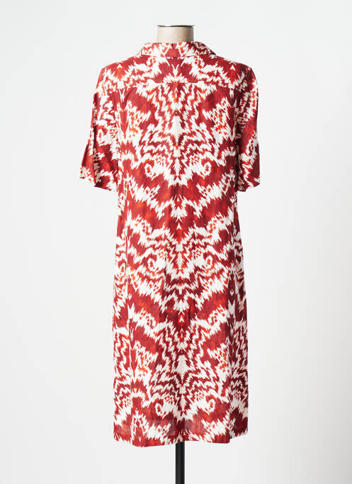 Robe mi-longue imprimé fantaisie manches courtes marron LIN'N LAUNDRY femme