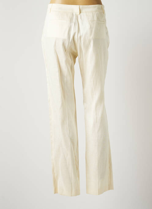 Pantalon droit fermeture zippée sous rabat avec crochet taille normale beige TEENFLO femme